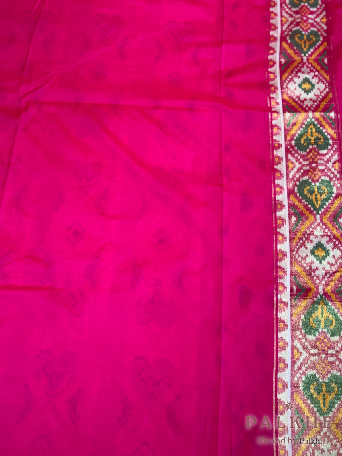 Rani Pink Patola Geometric in Semi Silk (BH38)