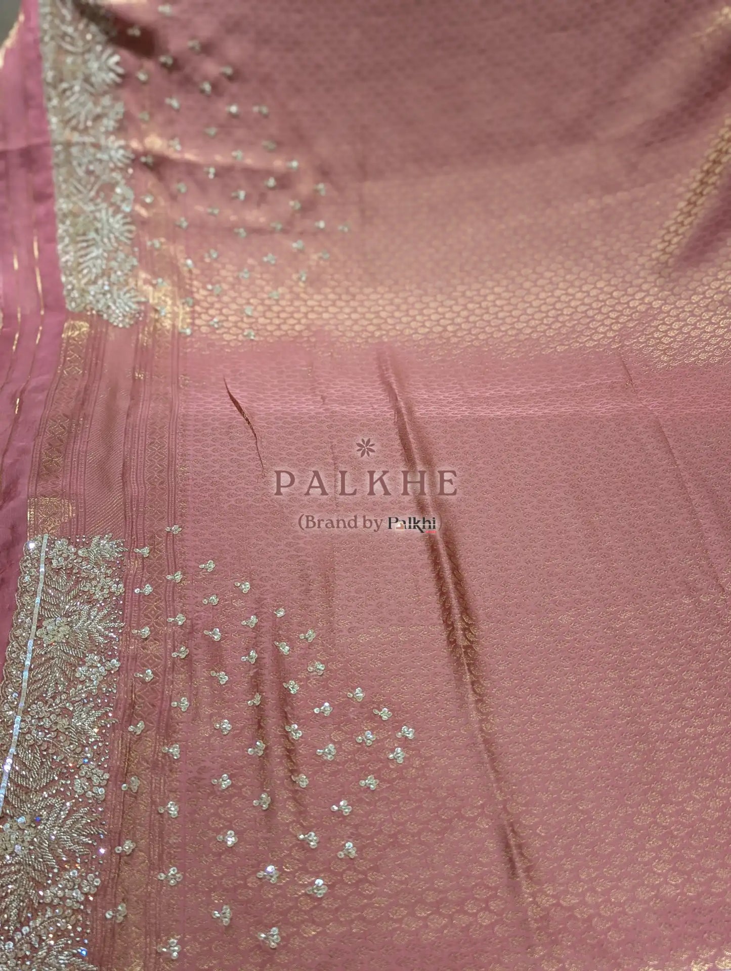 Baby Pink Floral Jaal Tissue Brocade Silk x Hand Embroidery