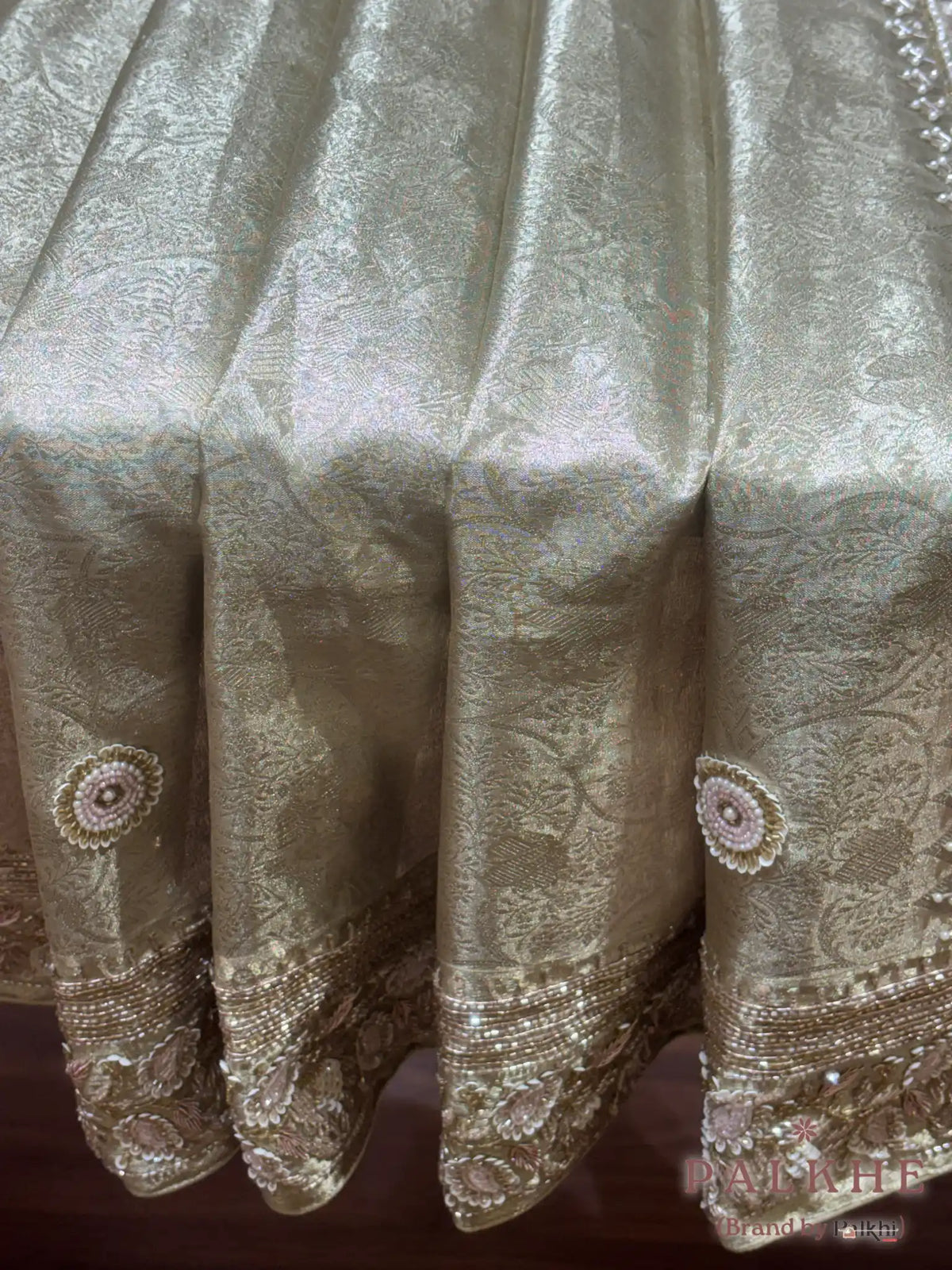 Beige Jaal Kanjivaram x Hand Embroidery (CO47)