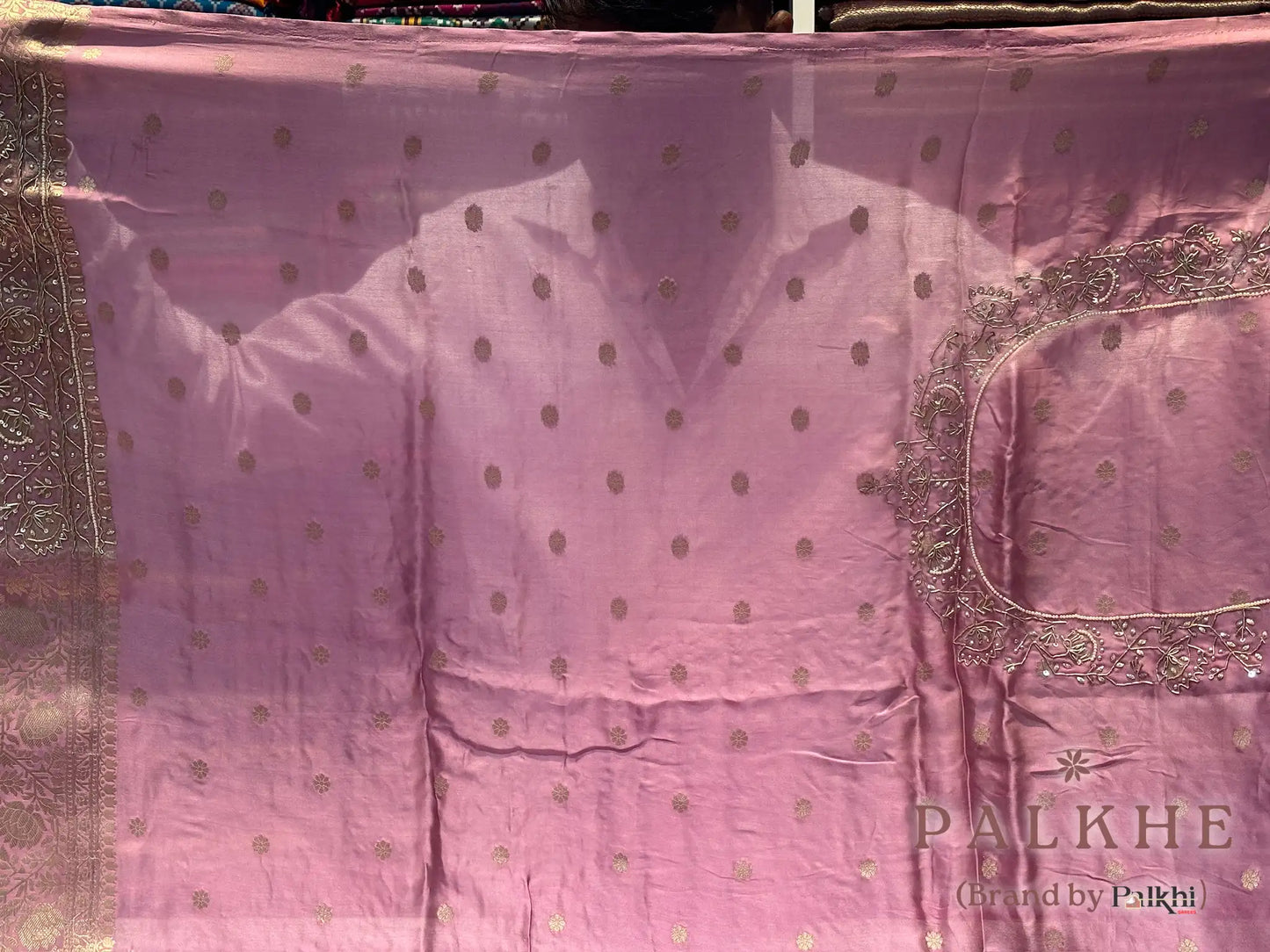 Lavender Mashru Silk Fancy x Hand Embroidery