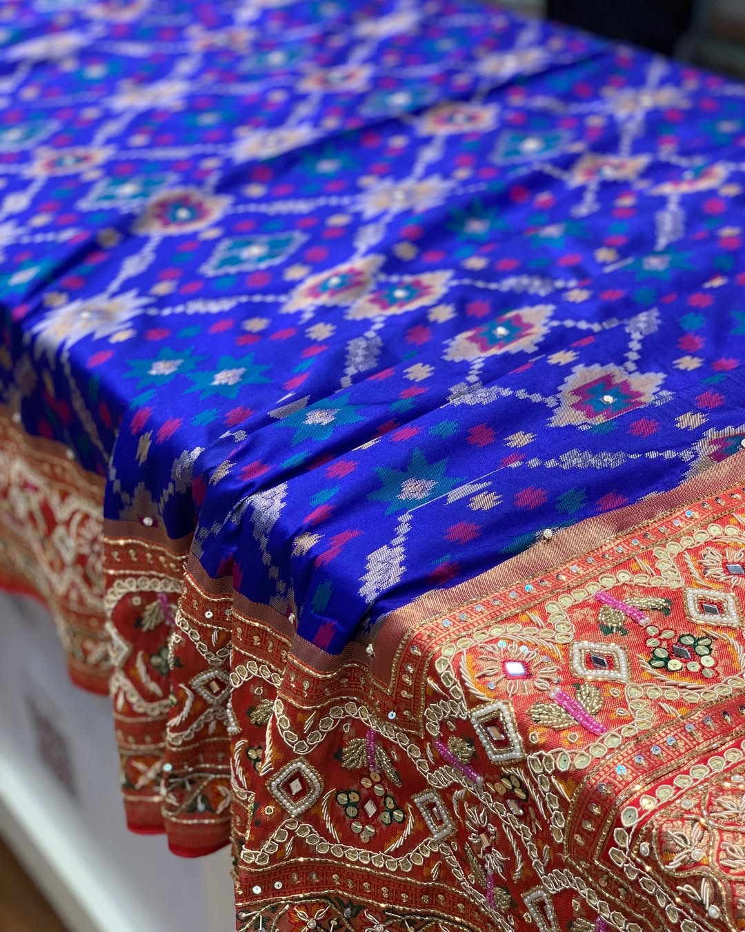 BLUE ZARDOSI HANDWORK PATOLA