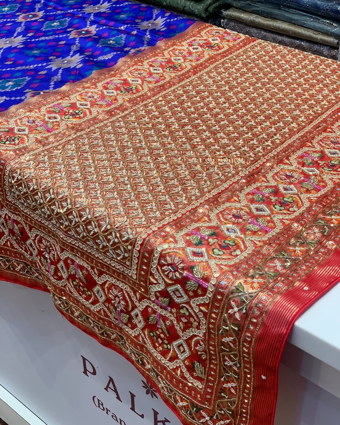 BLUE ZARDOSI HANDWORK PATOLA
