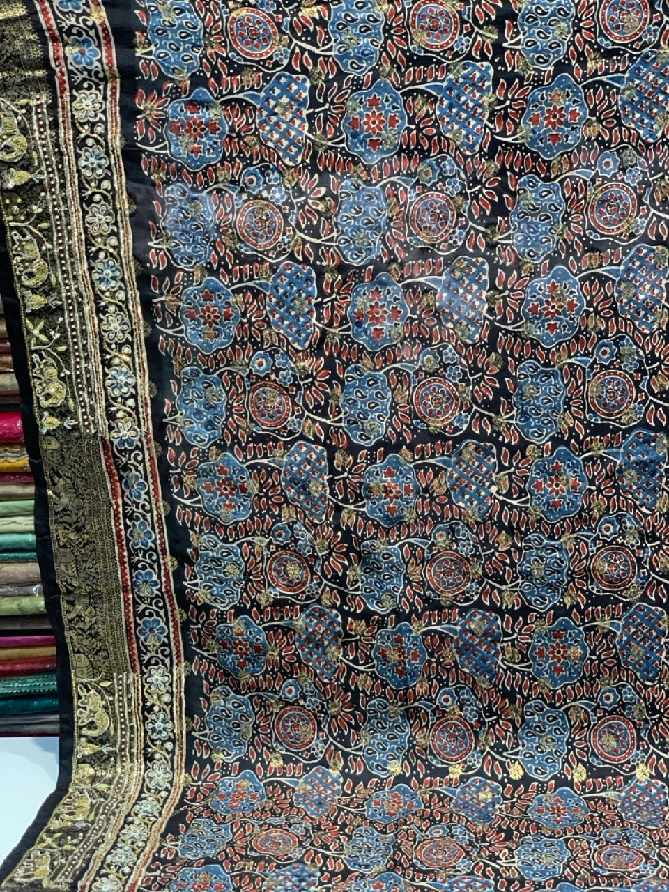Black Ajrakh x Hand Embroidery
