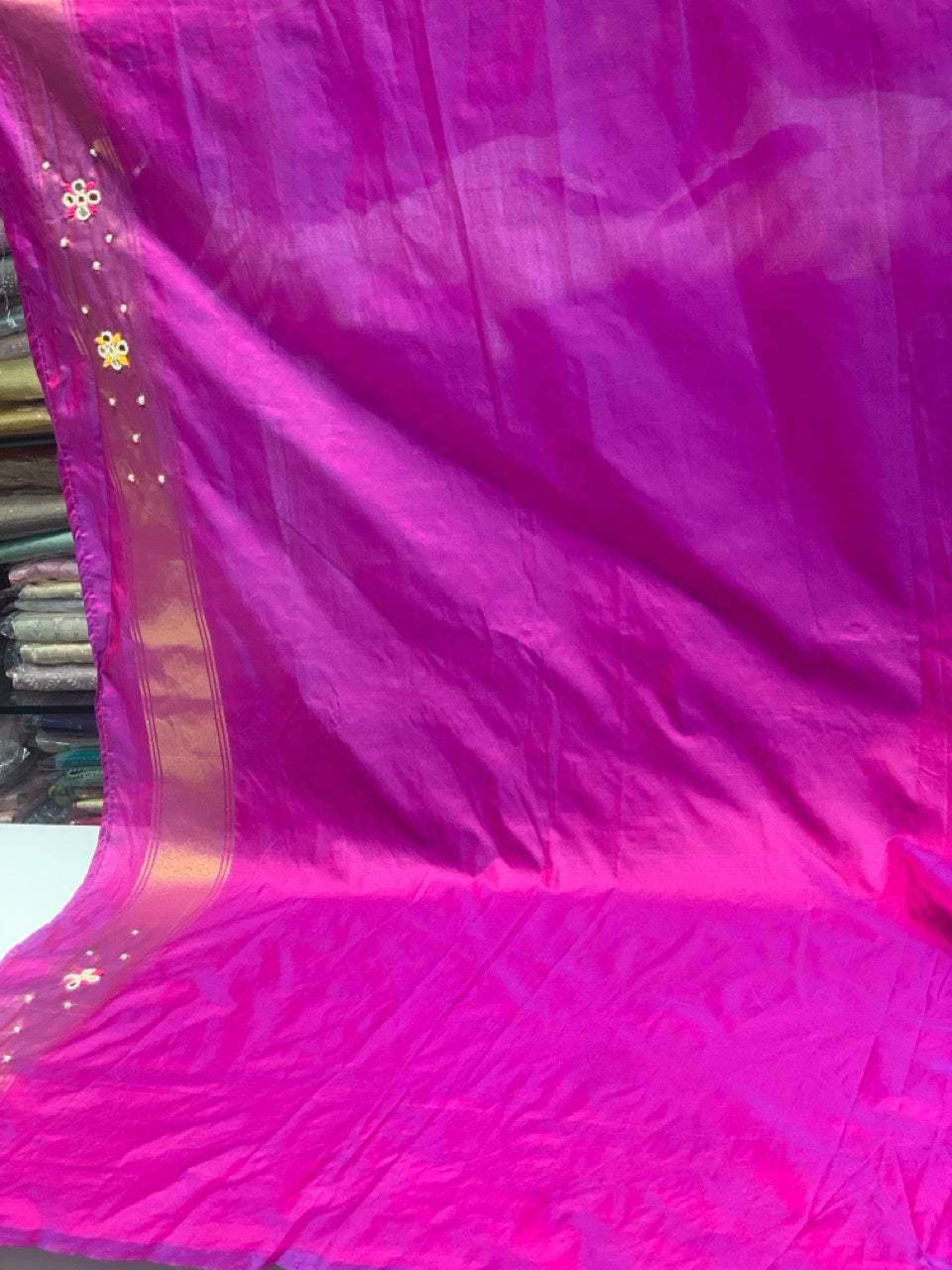 Purple Semi Silk Big Motif Patola x Hand Embroidery