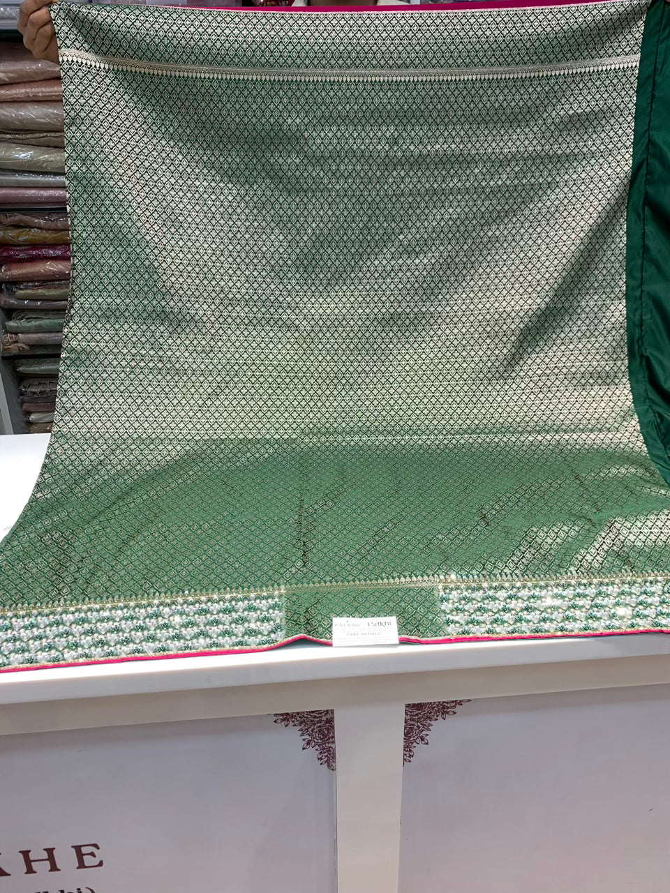 Bottle Green Banarasi x Hand Embroidery