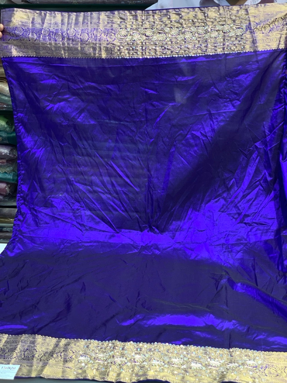 Royal Blue Floral Jaal Pure Silk Kanjivaram x Hand Embroidery