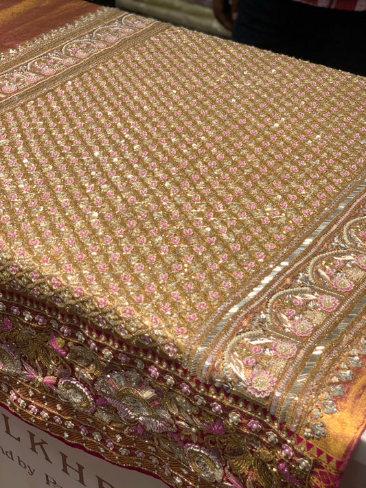 Pastel Pink Kanjivaram x Hand Embroidery
