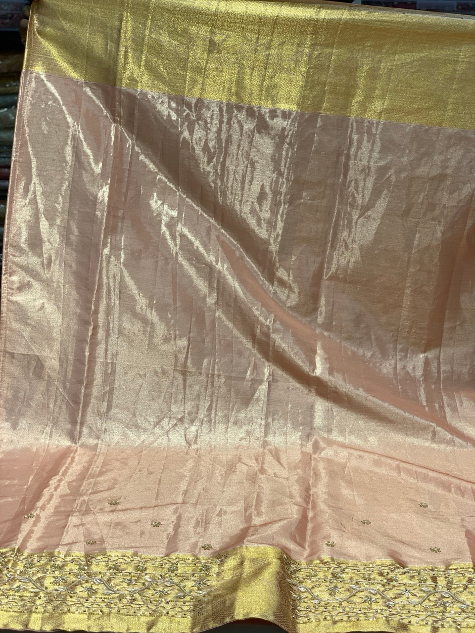 Gold Tissue Kanjivaram x Hand Embroidery