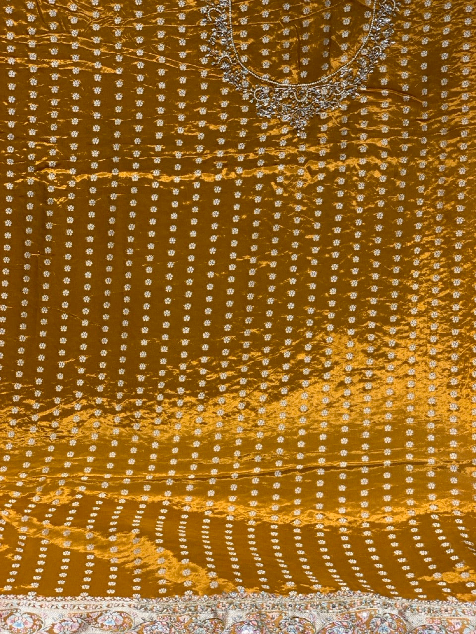 Mustard Yellow Gajji Silk x Hand Embroidery