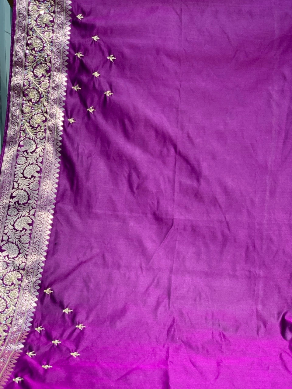 Purple Banarasi Mashru x Hand Embroidery