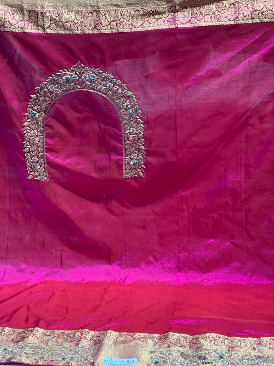 Rani Pink Pure Kanjivaram x Hand Embroidery