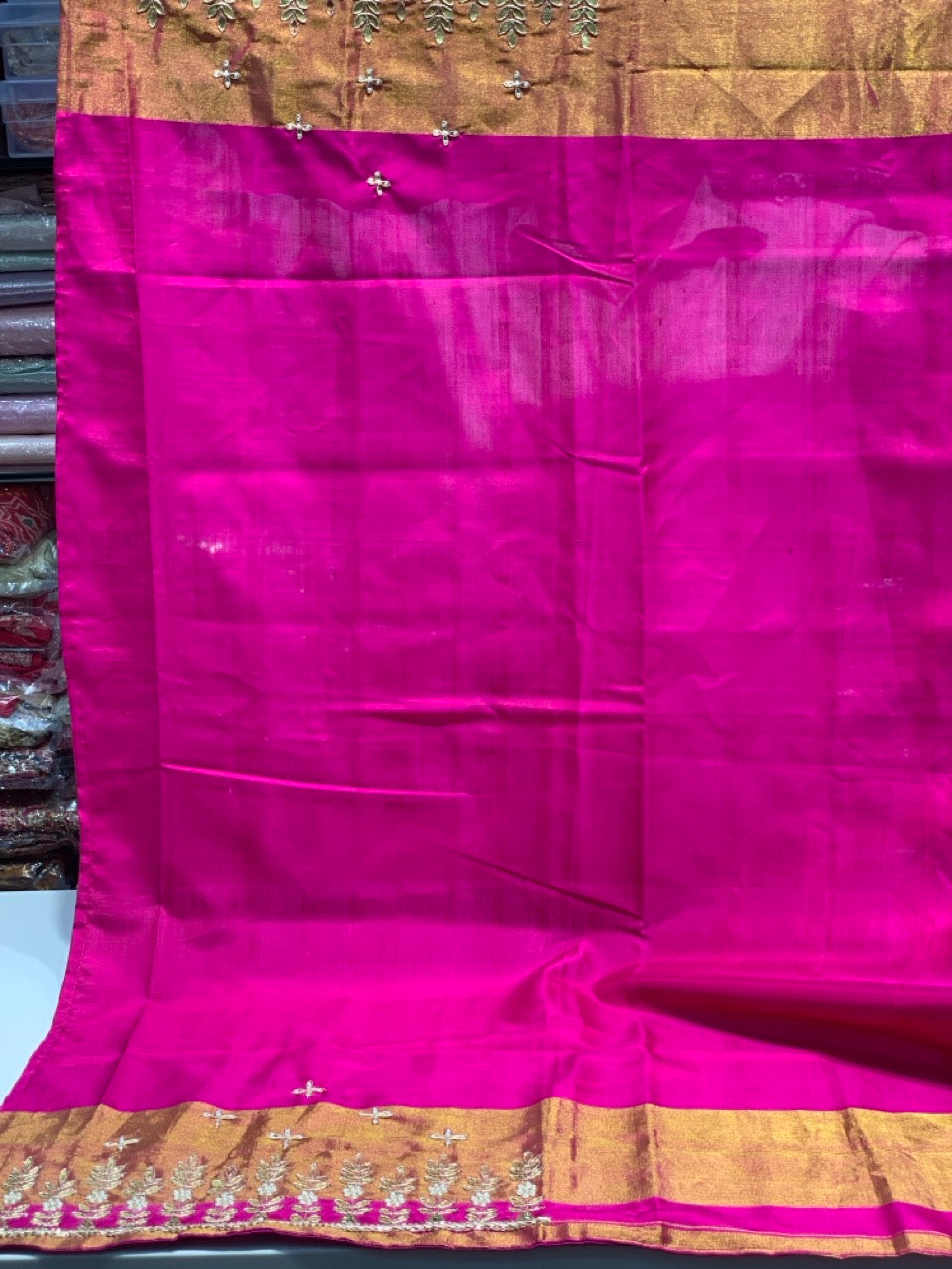 Rani Pink Rajkoti Patola x Hand Embroidery