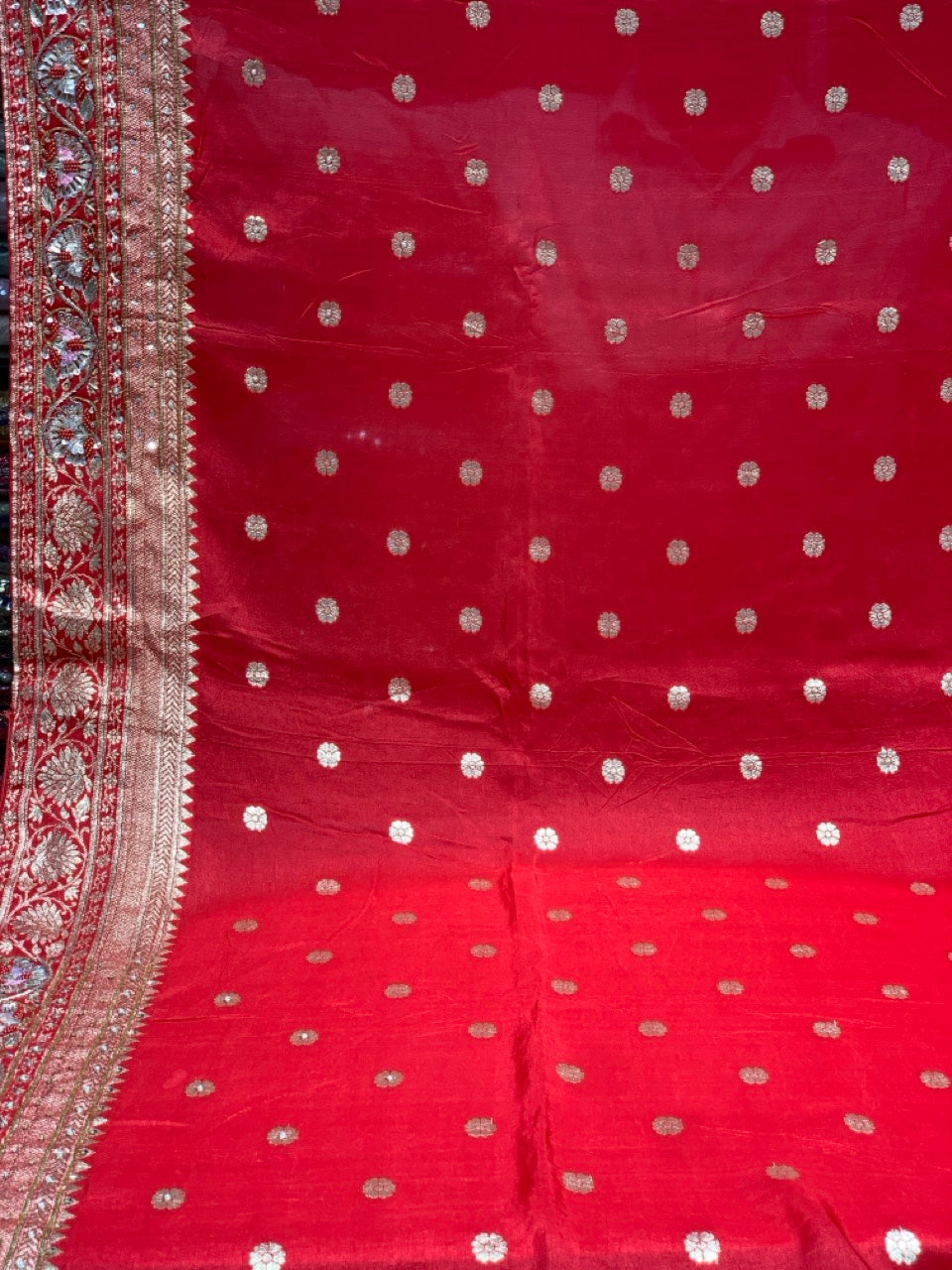 Rust And Red Dola Silk x Hand Embroidery