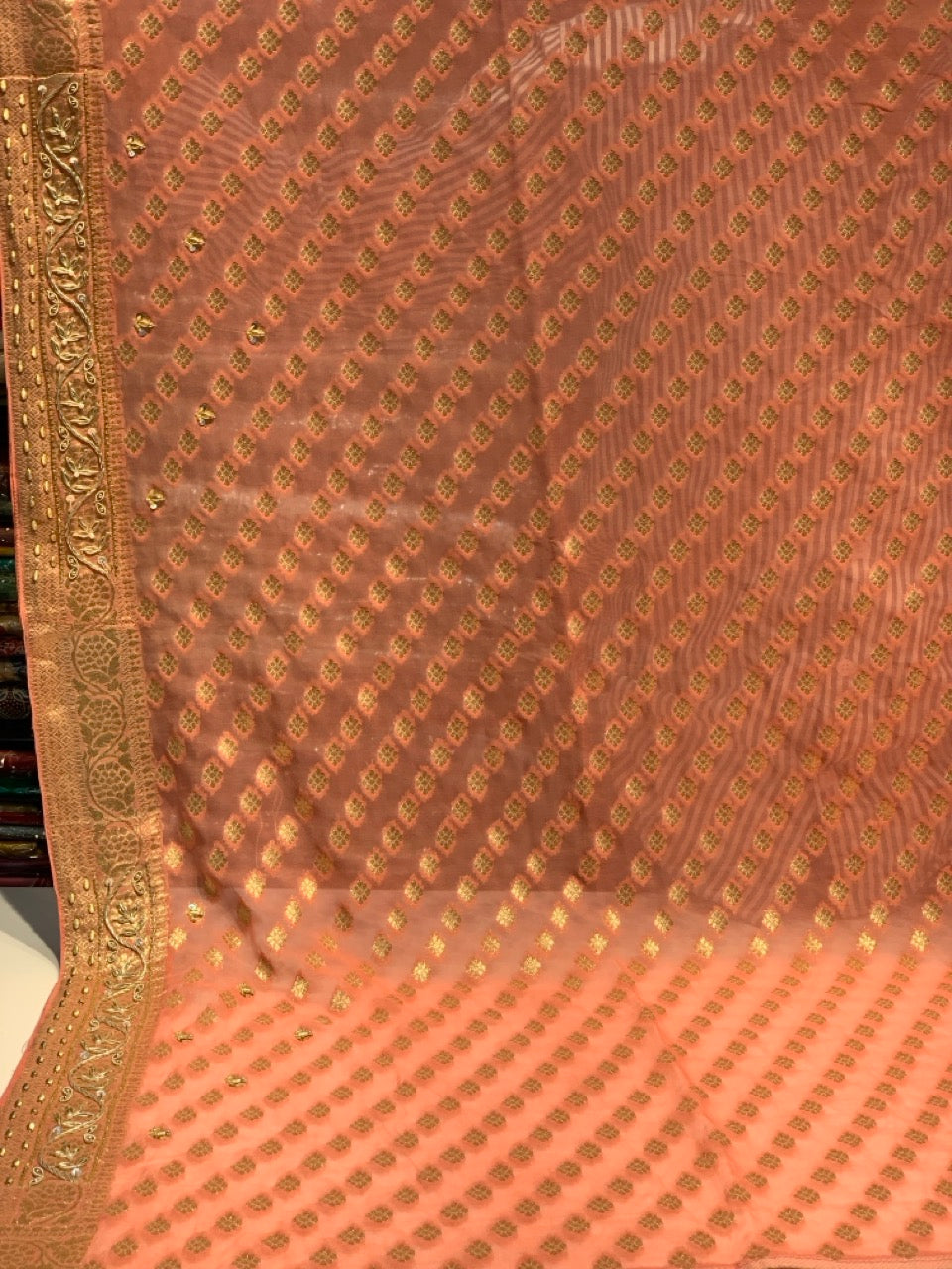 Pink Banarasi Georgette x Hand Embroidery