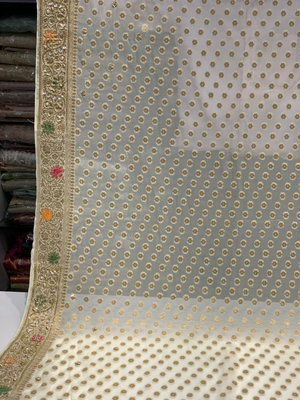 Off-White Banarasi Georgette x Hand Embroidery