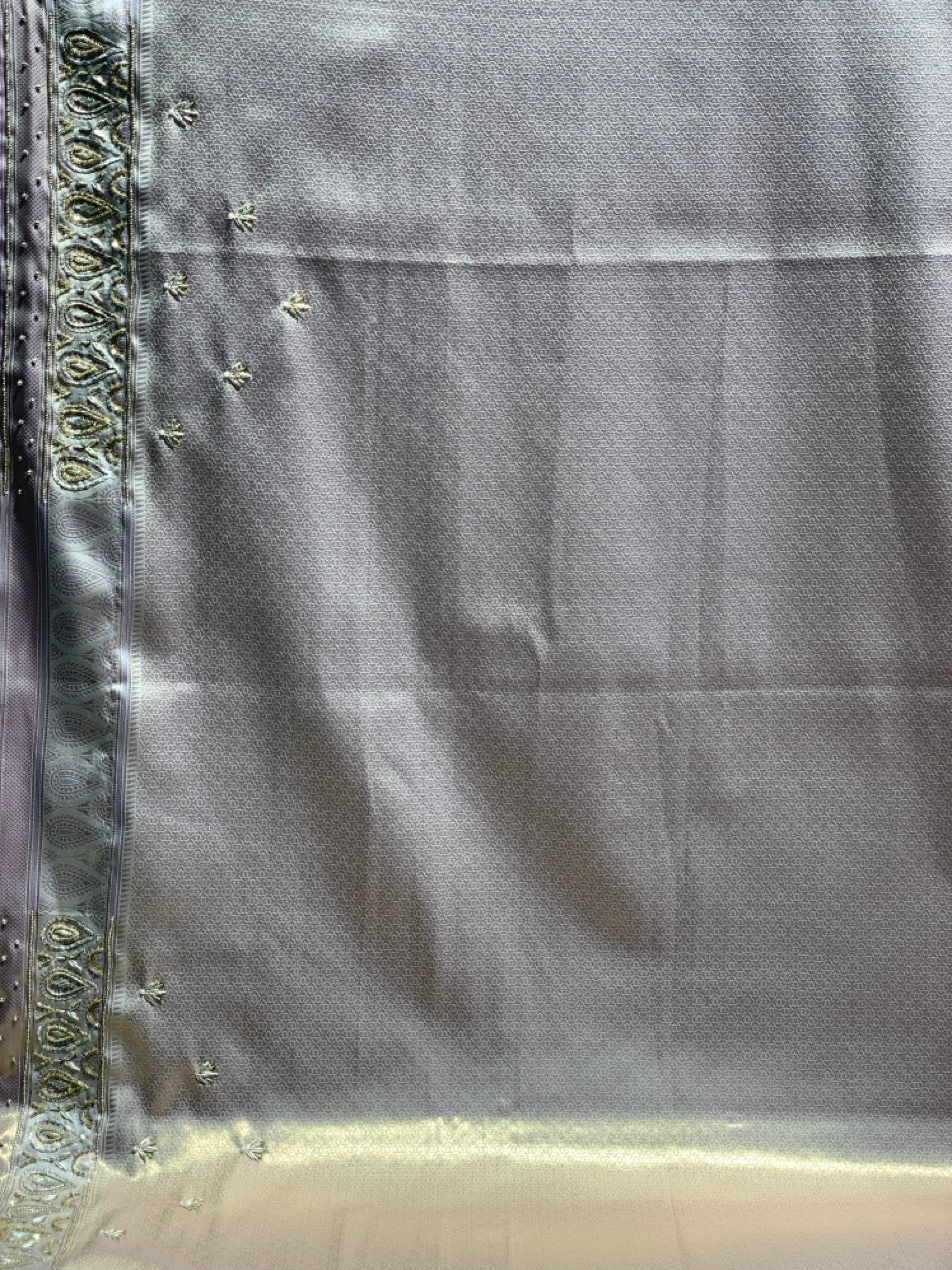 Lavender Semi Kanjivaram x Hand Embroidery