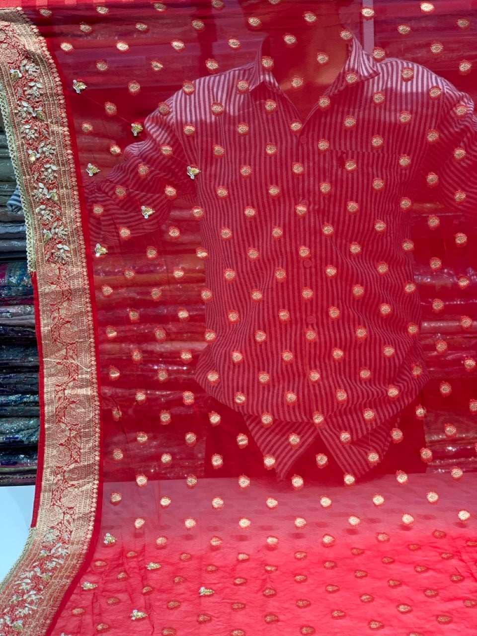 Red Jaal Georgette x Hand Embroidery