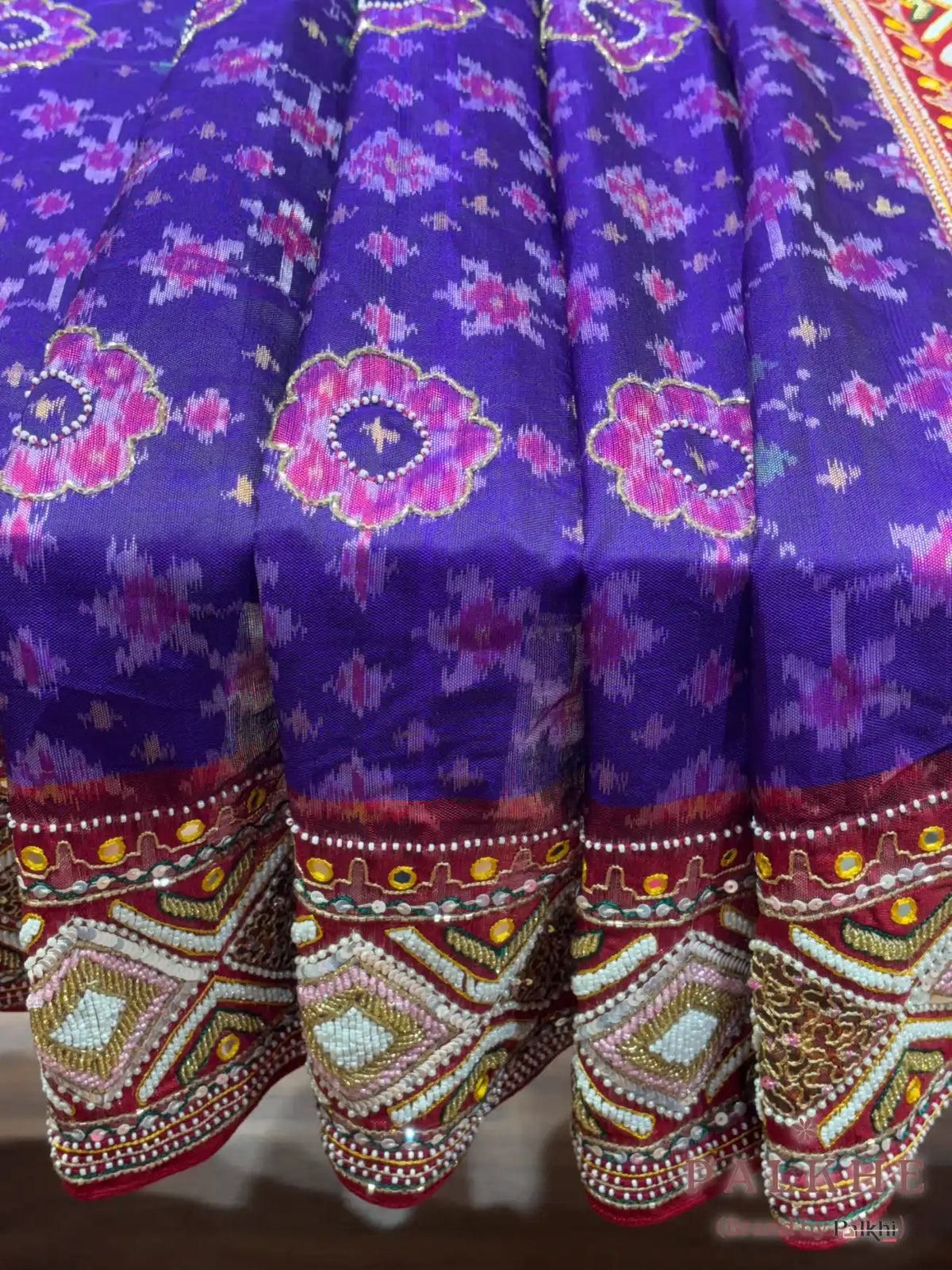 Purple Geometric Patola x Hand Embroidery (cu42)