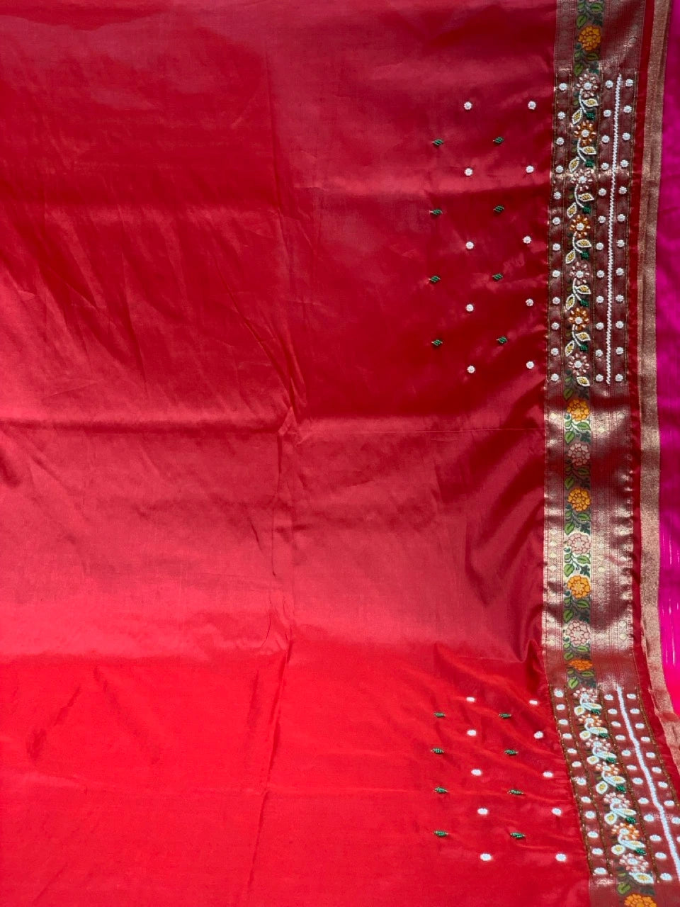 Rani Pink Traditional Geometric Motifs Patola x Hand Embroidery