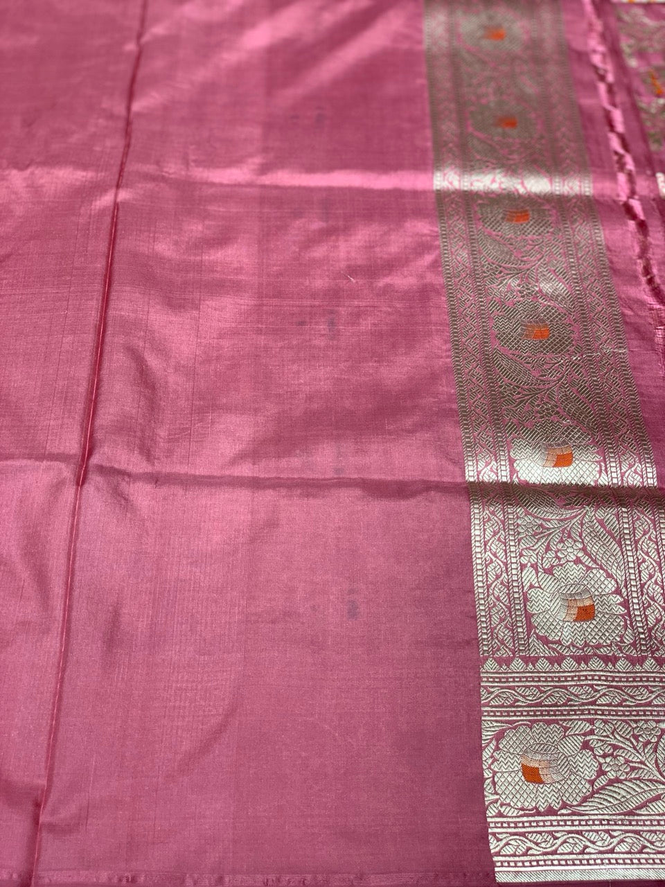 Peach Banarasi Floral Jaal in Pure Katan Silk