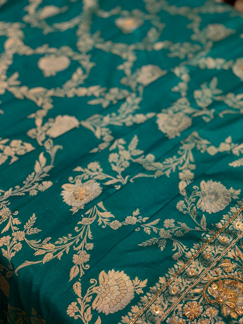 Banarasi Jaal in Soft Katan x Embroidery