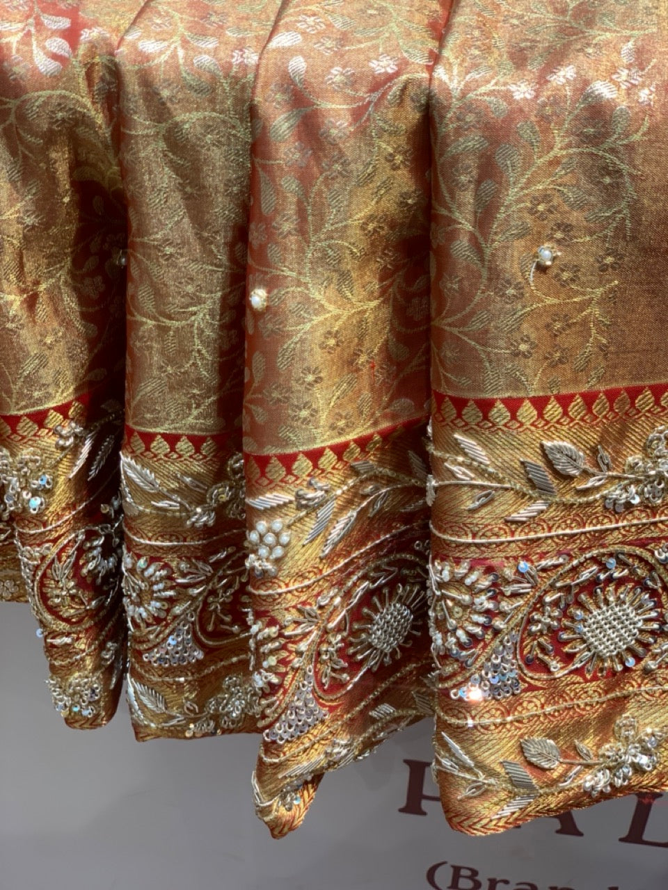 RUST ORANGE TISSUE KANJIVARAM X EMBROIDERY