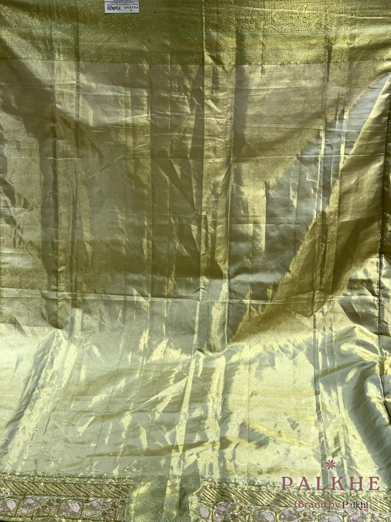 Gold Pure Tissue Silk Kanjivaram x Hand Embroidery