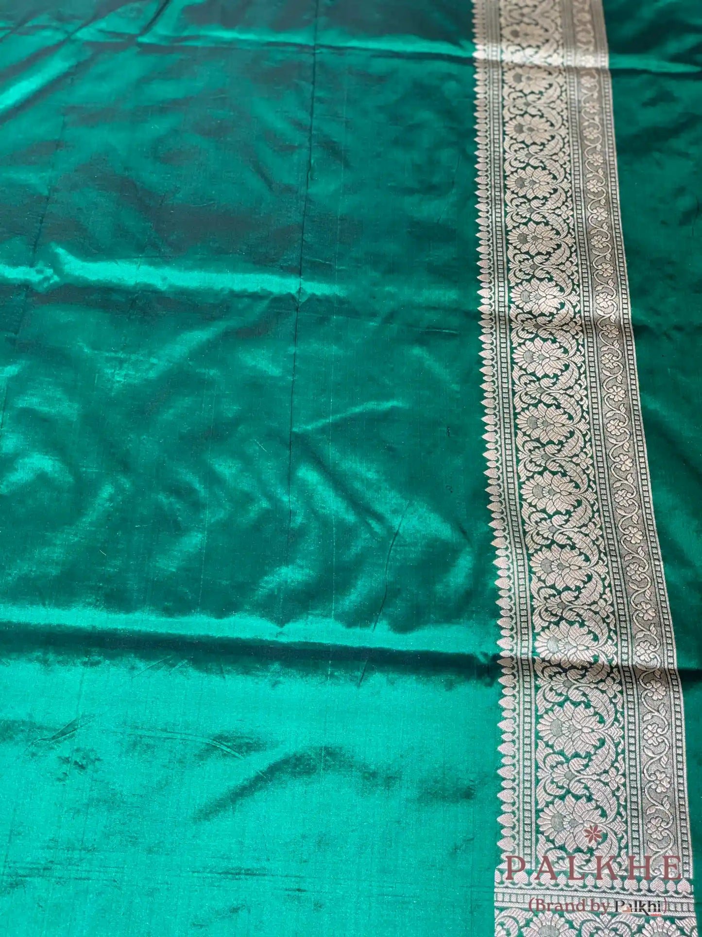 Dark Green Banarasi Meenakari Jaal in Pure Katan Silk