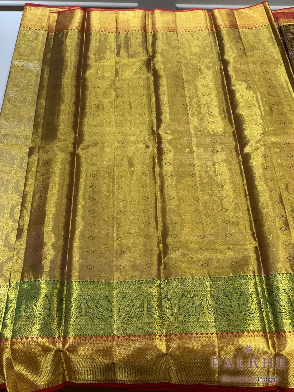 Off-White Peacock Motifs in Pure Kanjivaram Silk