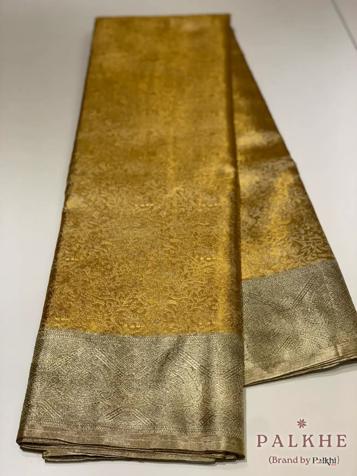 Gold Floral Jaal in Pure Tissue Kanjivaram Silk