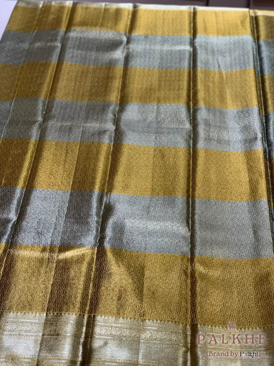 Gold and Silver Geometric in Pure Kanjivaram Tissue Silk