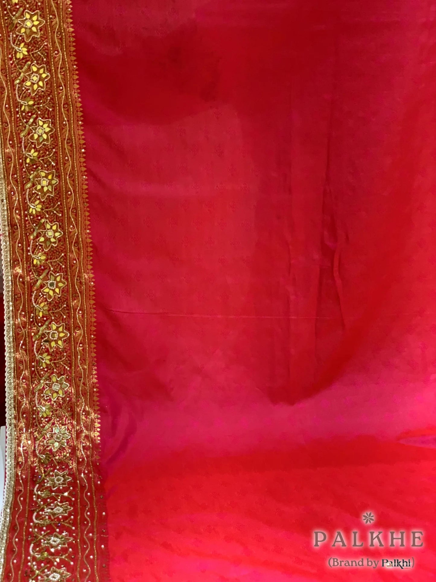 Mustard Yellow Pure Soft Silk Banarasi x Hand Embroidery