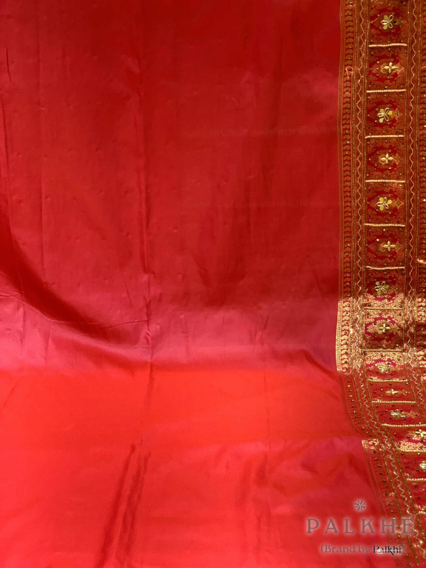 Peach Floral Jaal Semi Silk Kanjivaram x Hand Embroidery