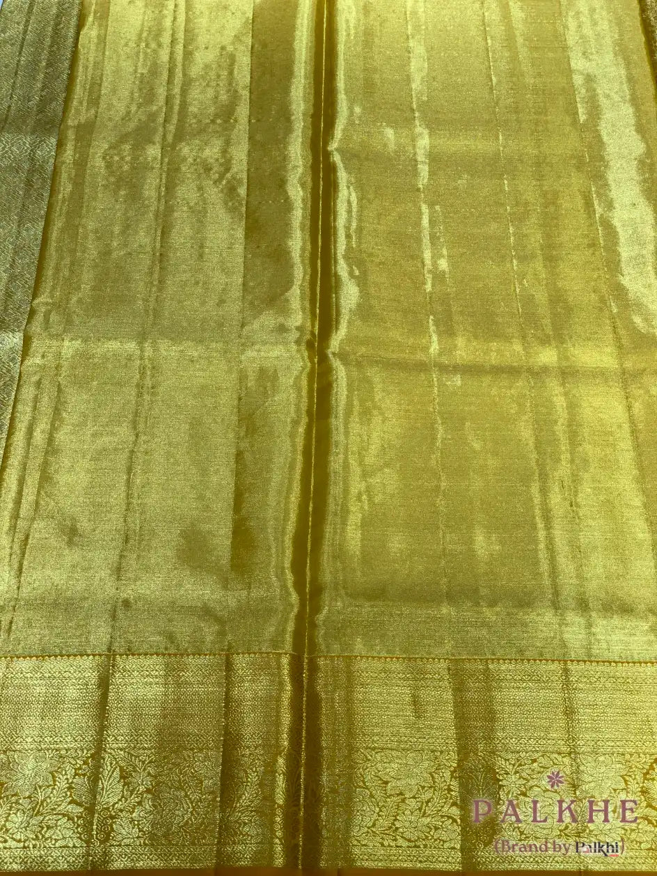 Gold Kanjivaram Brocade in Pure Tissue Silk
