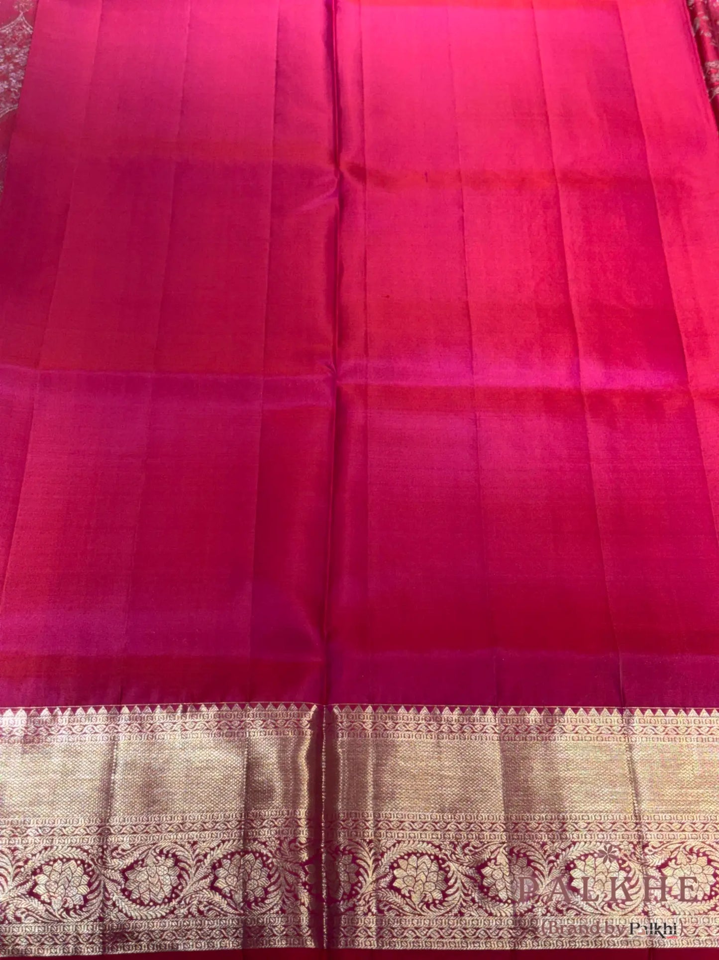 Rani Pink Floral and Bird Motifs in Pure Kanjivaram Silk