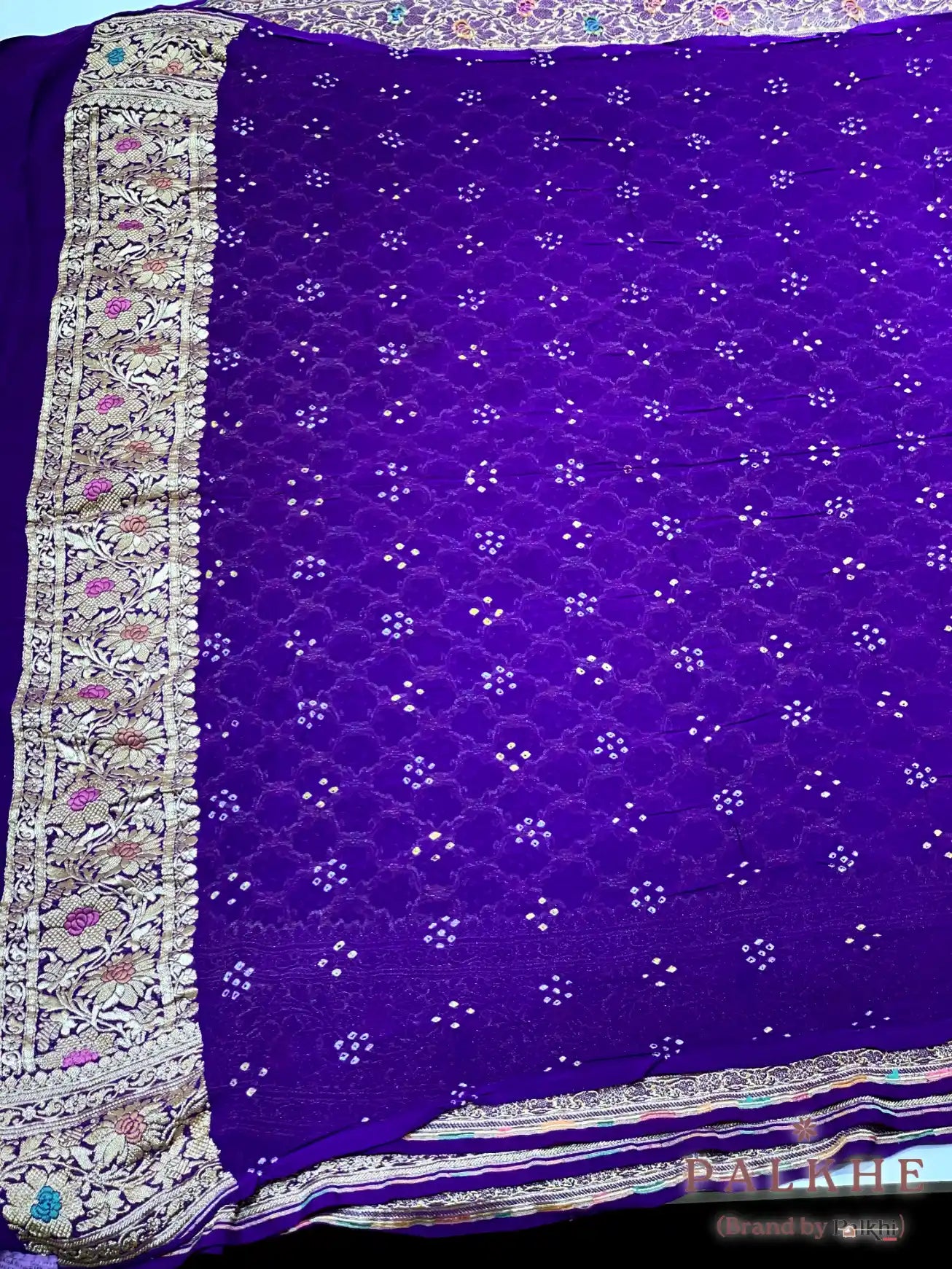 Purple Bandhej in Pure Georgette