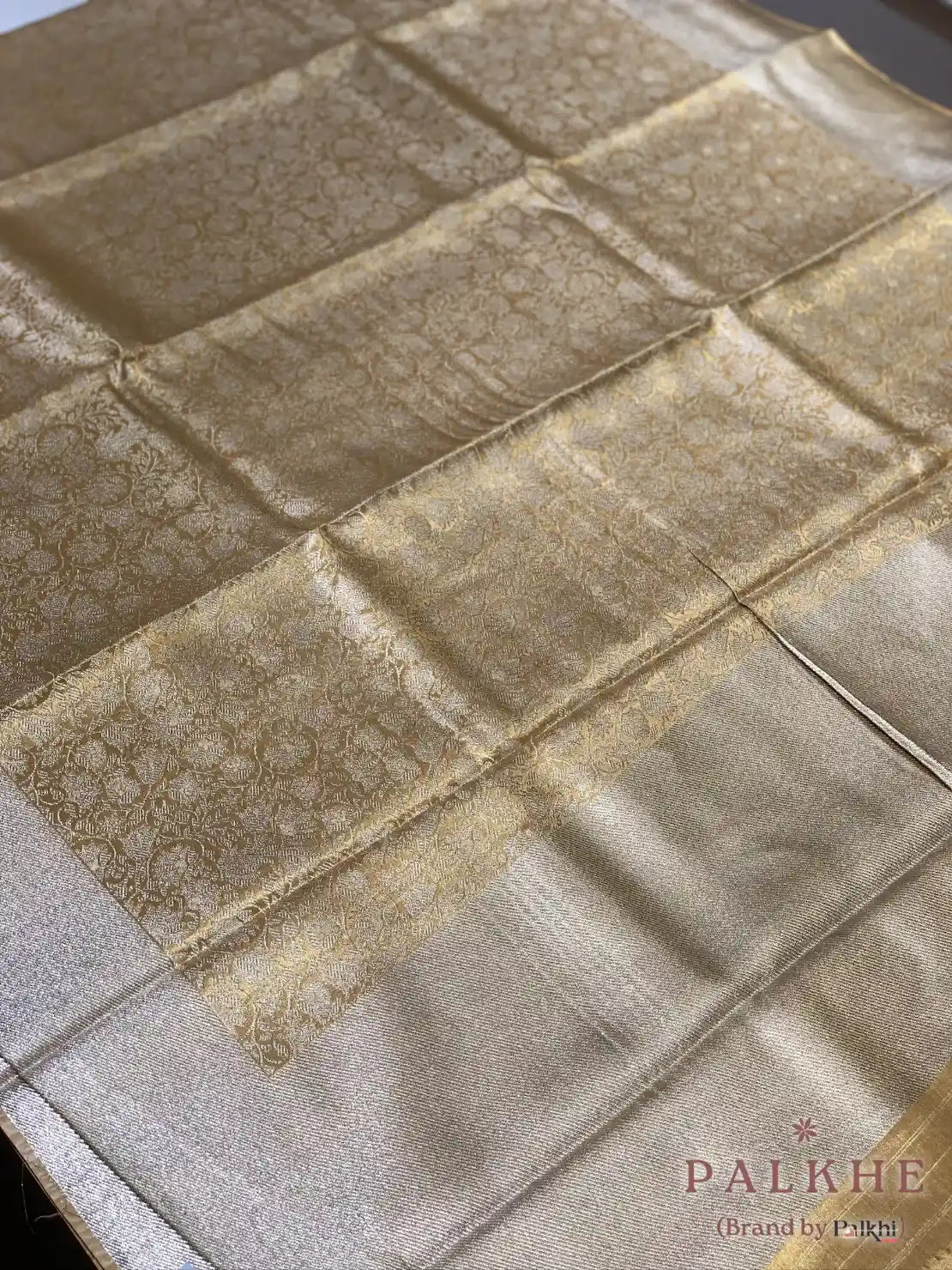 Gold Kanjivaram Floral Jaal in Pure Silk