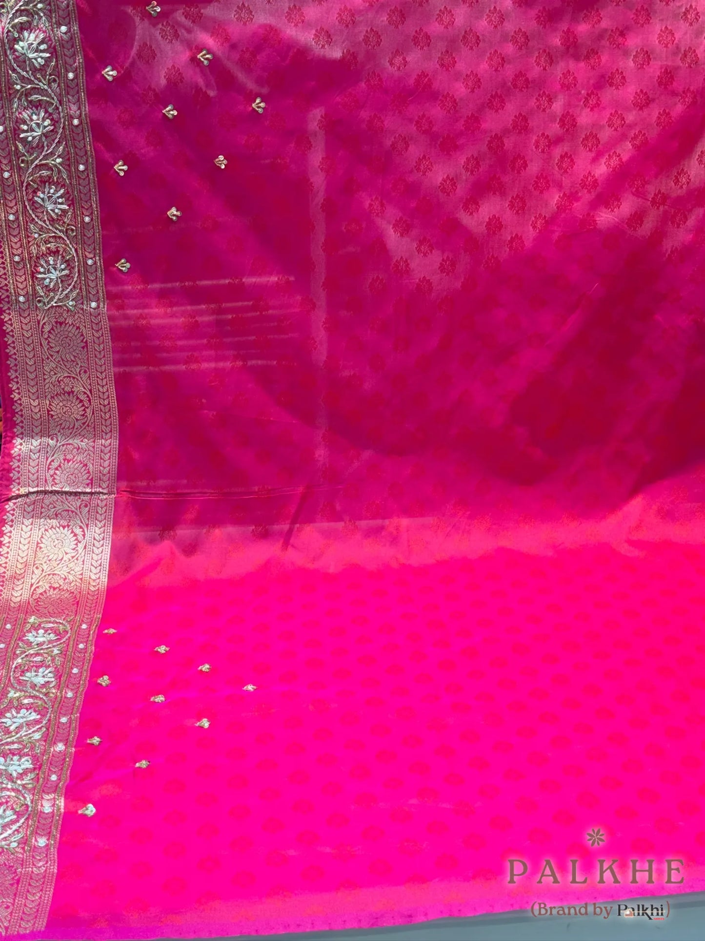 Pink Banarasi Jaal in Semi Silk