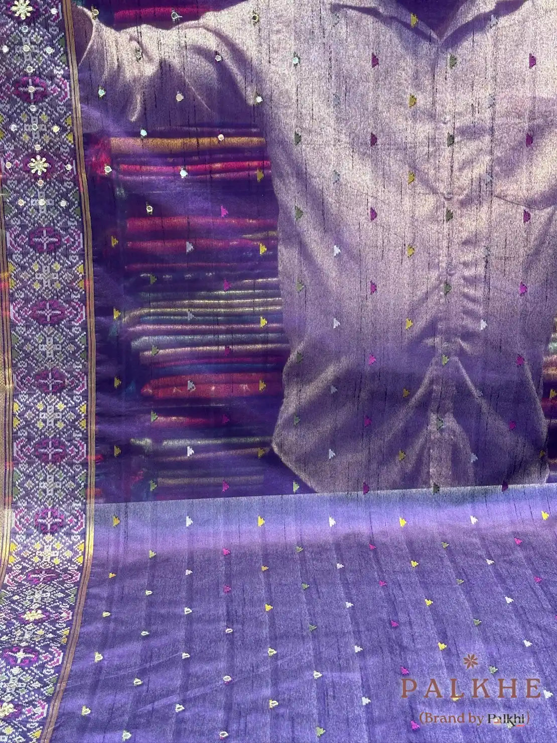 Purple Tissue Silk Patola x Hand Embroidery