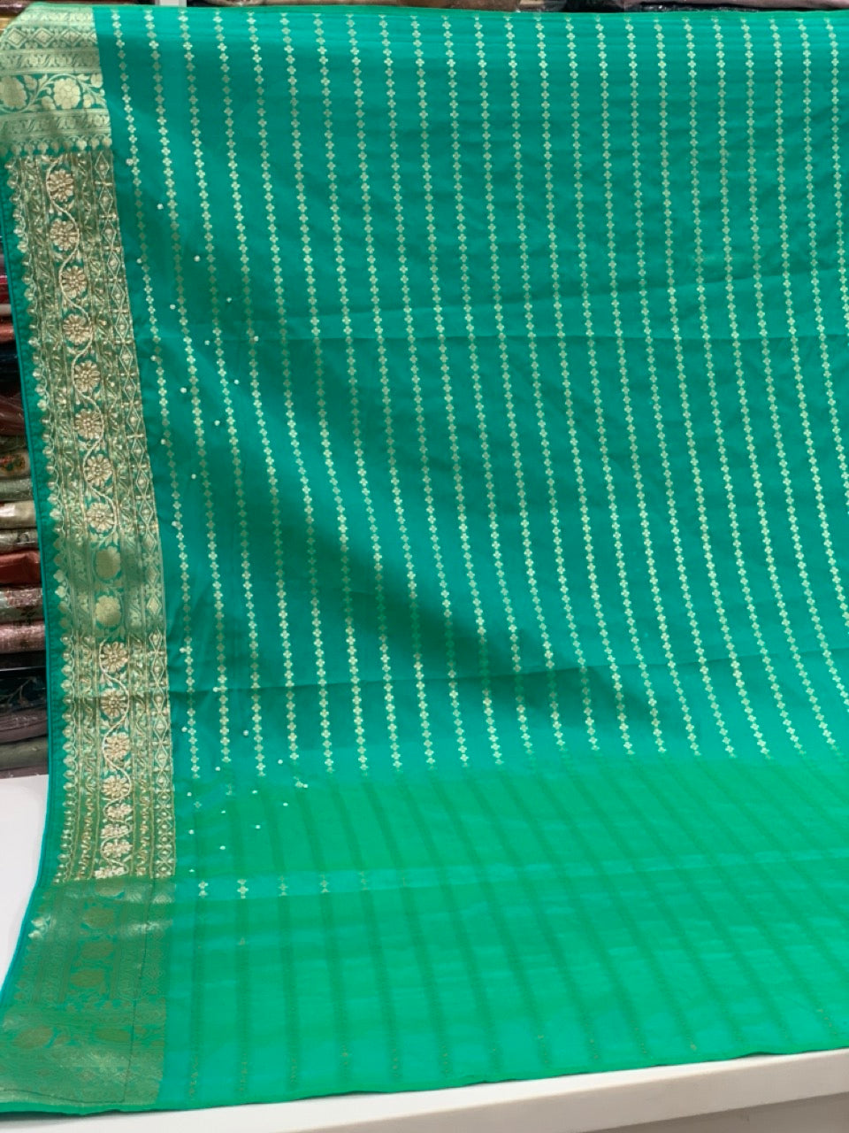 AQUA BLUE BANARASI WITH ZARDOZI WORK