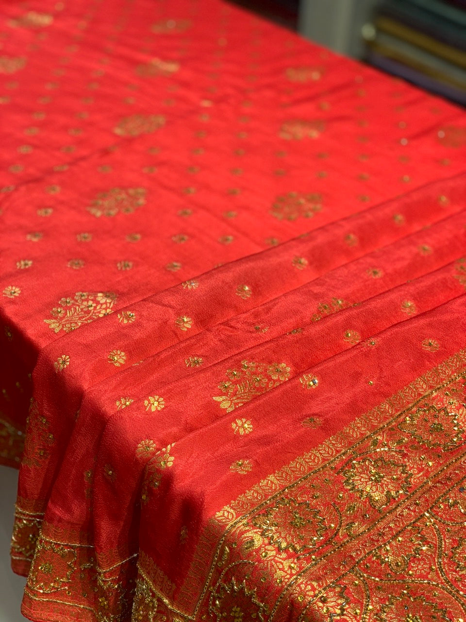 PEACH BANARASI BUTTI X PEARL ZARDOZI WORK