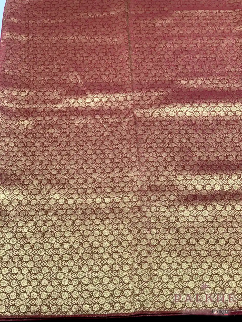 Peach Banarasi Geometric in Pure Katan Silk