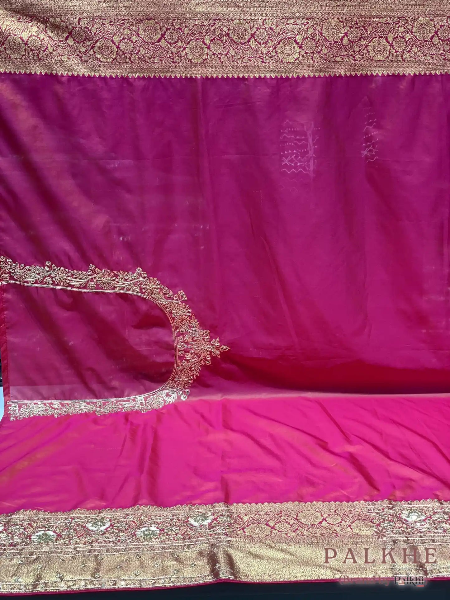 Magenta-Pink Kanjivaram x Hand Embroidery (CN22)