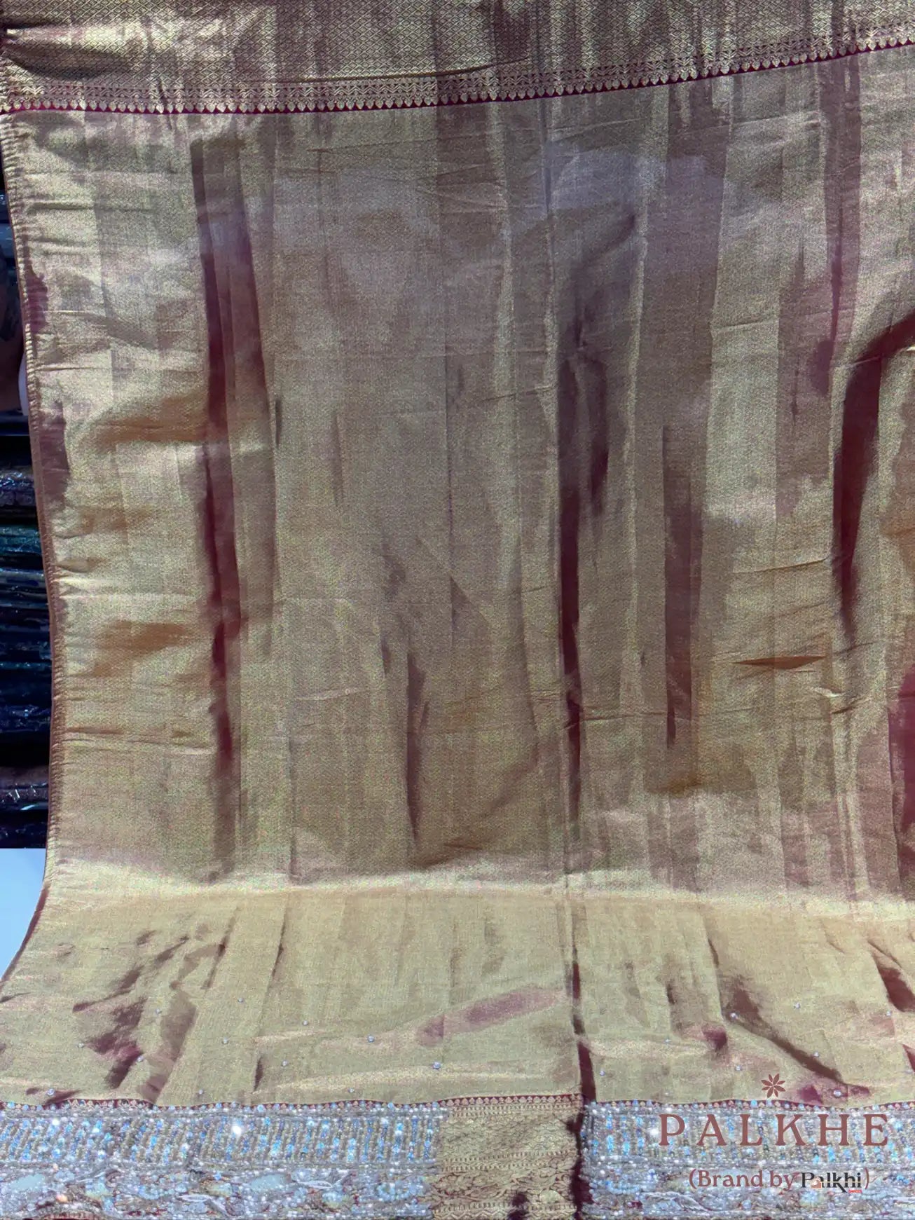 Maroon & Golden Floral Jaal Kanjivaram x Hand Embroidery