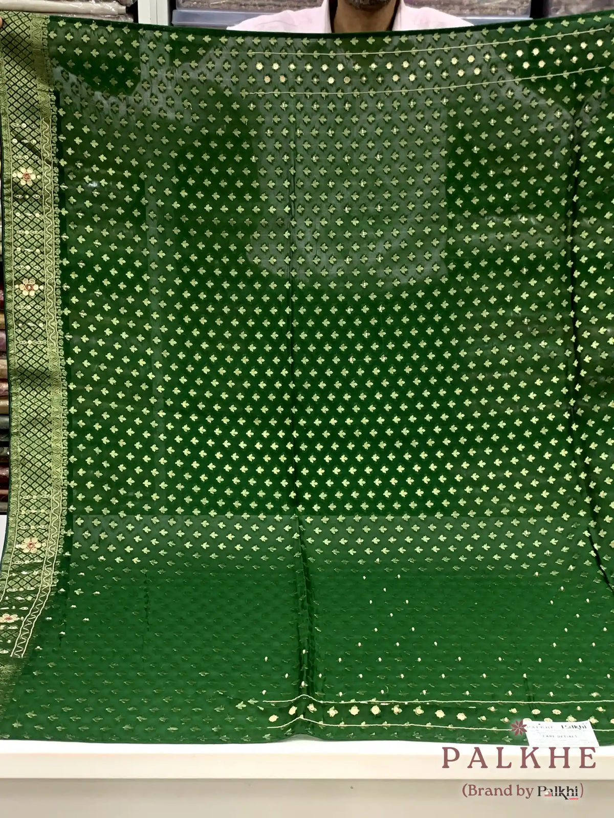 Bottle Green Jaal Banarasi x Hand Embroidery (BN22)