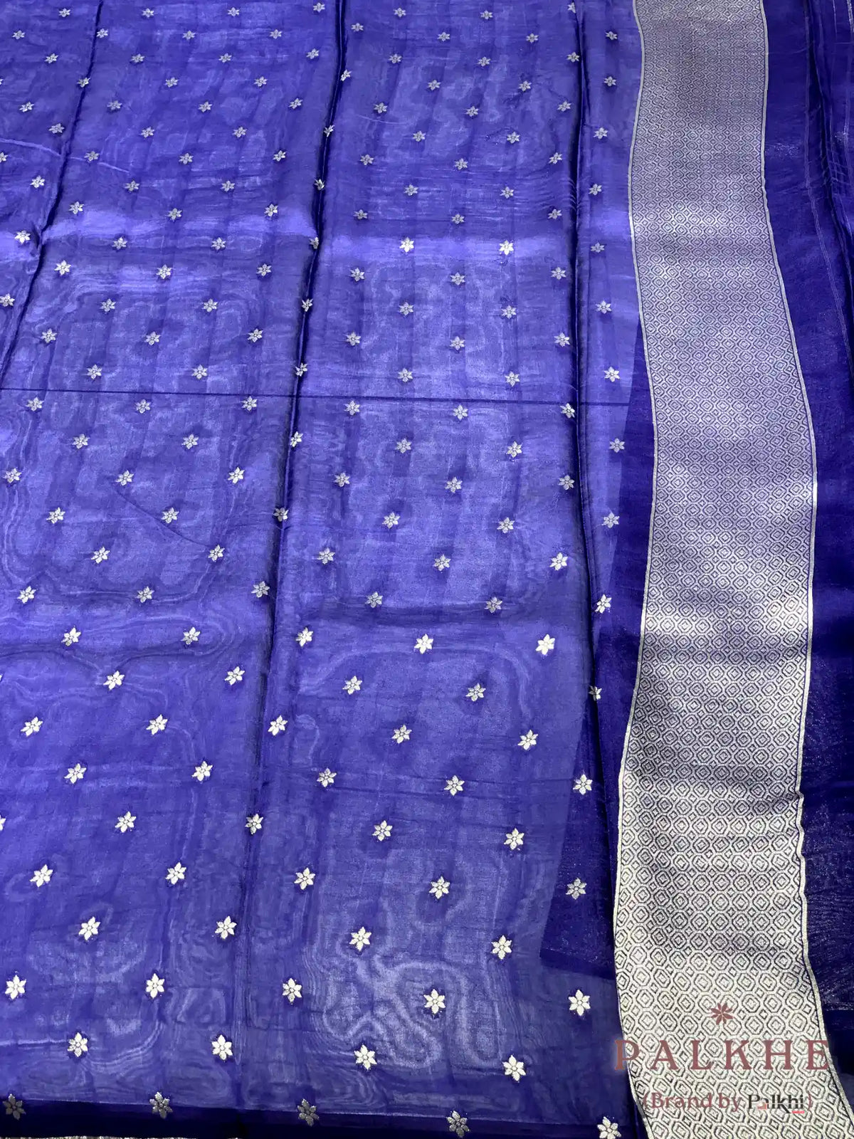 Navy Blue Banarasi Geometric Circle in Semi Mashru Silk (CS84)
