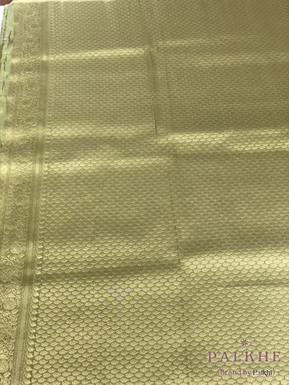 Olive Green Kanjivaram Floral in Semi Tissue Brocade (CK69)