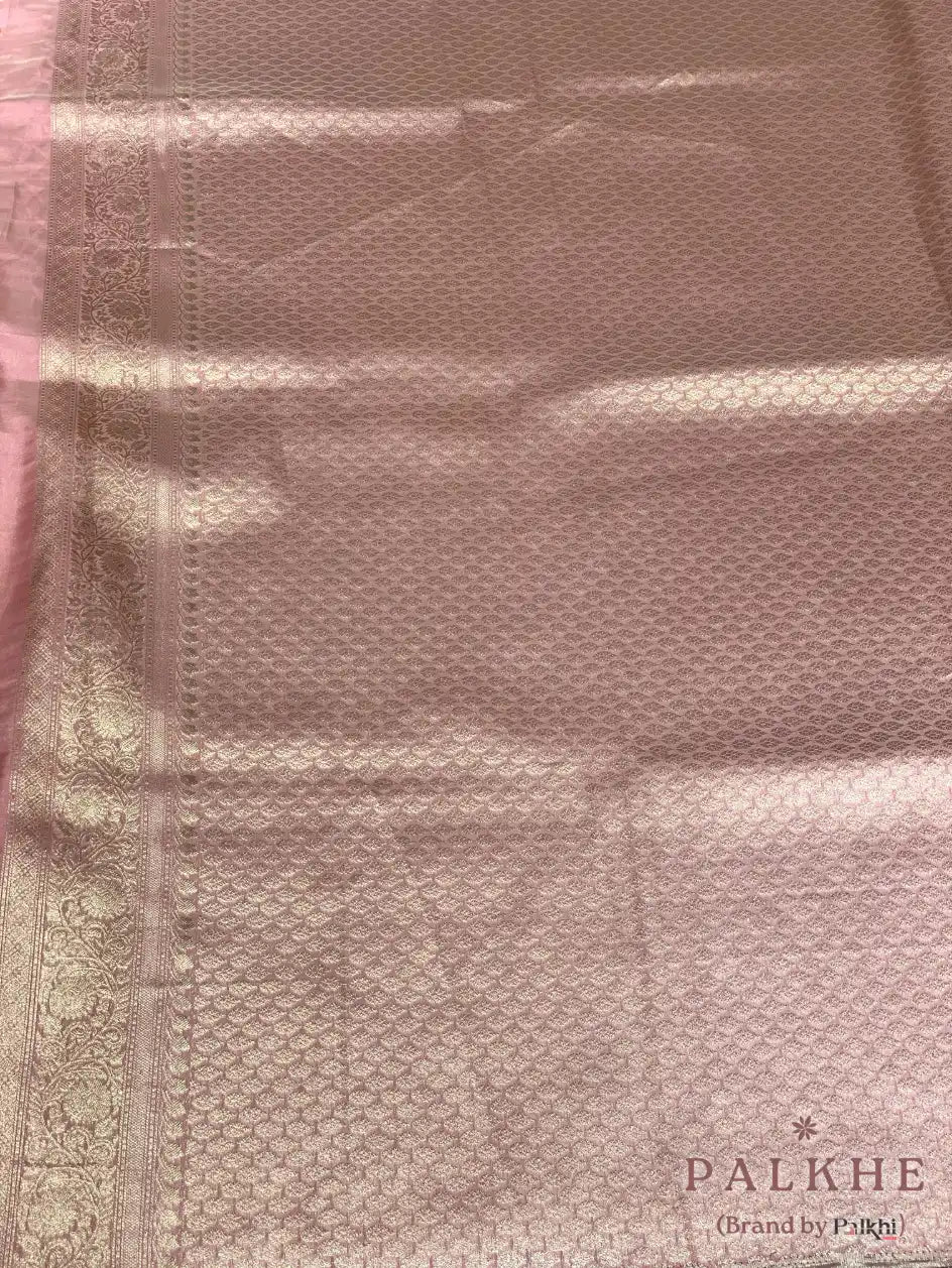 Blush-Pink Kanjivaram Floral in Semi Tissue Brocade (CR88)