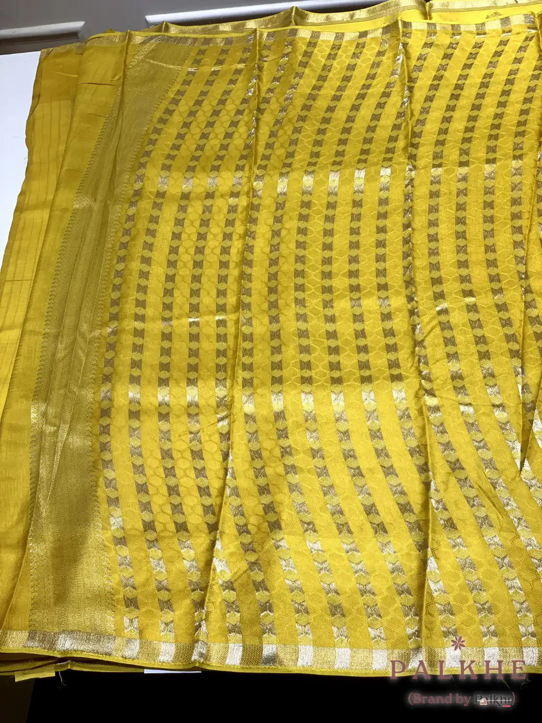 Yellow Fancy Chevron in Semi Munga Silk Brocade (BP05)