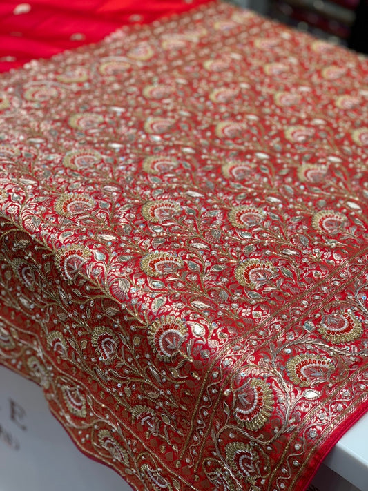 RED BANARASI BUTTI WITH ZARDOZI EMBROIDERY